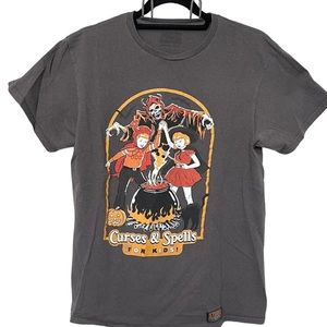 Steven Rhodes Men's Medium Curses & Spells For Kids T-Shirt  Short Sleeve Gray